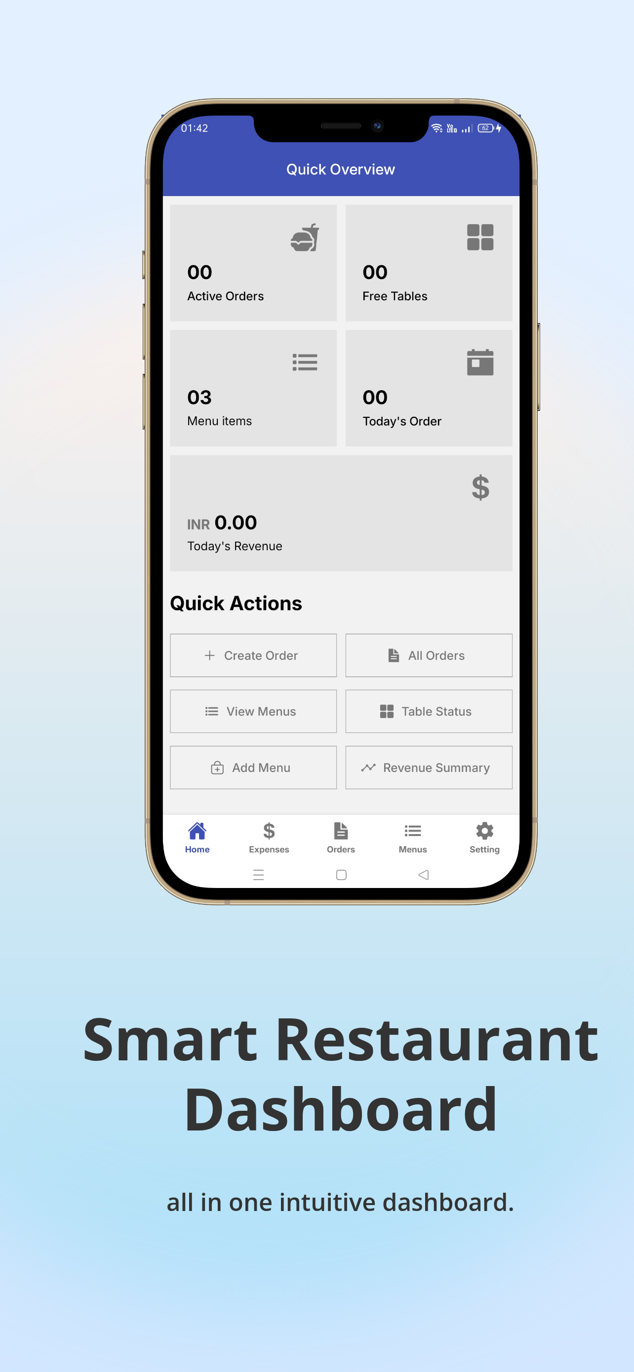 Reports and analytics dashboard of Resto Go app