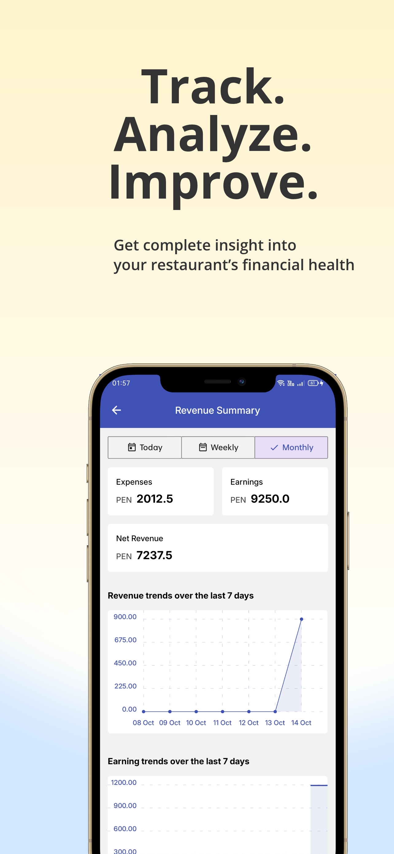 Menu customization screen of Resto Go app